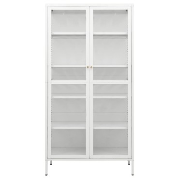 vidaXL Ντουλάπα Βιτρίνας Λευκή 90x40x180cm Ατσάλι / Ψημένο Γυαλί 1 τεμ.