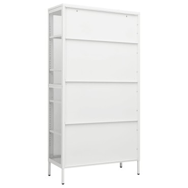 vidaXL Ντουλάπα Βιτρίνας Λευκή 90x40x180cm Ατσάλι / Ψημένο Γυαλί 1 τεμ.