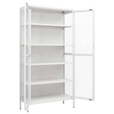 vidaXL Ντουλάπα Βιτρίνας Λευκή 90x40x180cm Ατσάλι / Ψημένο Γυαλί 1 τεμ.