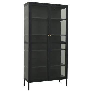 vidaXL Ντουλάπα Βιτρίνας Ανθρακί 90x40x180cm Ατσάλι / Ψημένο Γυαλί 1 τεμ.