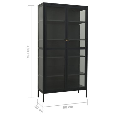 vidaXL Ντουλάπα Βιτρίνας Ανθρακί 90x40x180cm Ατσάλι / Ψημένο Γυαλί 1 τεμ.