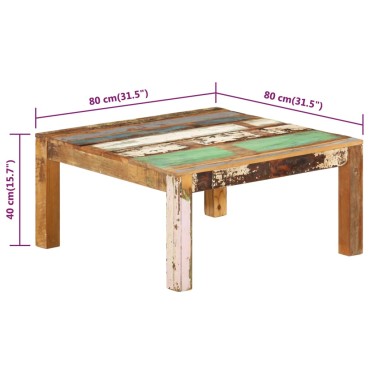 vidaXL Τραπεζάκι Σαλονιού 80x80x40cm από Μασίφ Ανακυκλωμένο Ξύλο 1 τεμ.