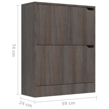 vidaXL Παπουτσοθήκη 2 Πόρτες Γκρι Sonoma Δρυς 59x24x74cm Επεξ. Ξύλο