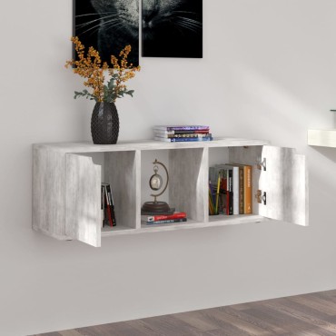 vidaXL Έπιπλο Τηλεόρασης Σκυρόδεμα 88,5x27,5x30,5cm από Επεξ. Ξύλο