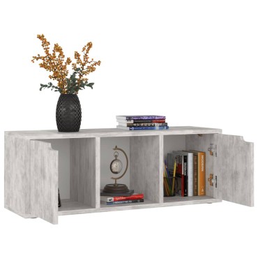 vidaXL Έπιπλο Τηλεόρασης Σκυρόδεμα 88,5x27,5x30,5cm από Επεξ. Ξύλο