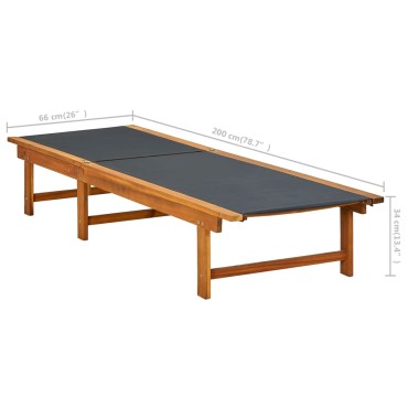 vidaXL Ξαπλώστρα από Μασίφ Ξύλο Ακακίας και Textilene 200x66x34cm 1 τεμ.