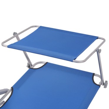vidaXL Ξαπλώστρα Μπλε Ατσάλινη με Σκίαστρο 58x189x27cm 1 τεμ.