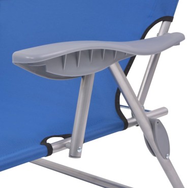 vidaXL Ξαπλώστρα Μπλε Ατσάλινη με Σκίαστρο 58x189x27cm 1 τεμ.