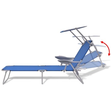 vidaXL Ξαπλώστρα Μπλε Ατσάλινη με Σκίαστρο 58x189x27cm 1 τεμ.