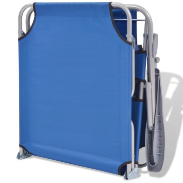 vidaXL Ξαπλώστρα Μπλε Ατσάλινη με Σκίαστρο 58x189x27cm 1 τεμ.