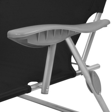 vidaXL Ξαπλώστρα Μαύρη Ατσάλινη με Σκίαστρο 58x189x27cm 1 τεμ.