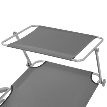 vidaXL Ξαπλώστρα Γκρι Ατσάλινη με Σκίαστρο 58x189x27cm 1 τεμ.