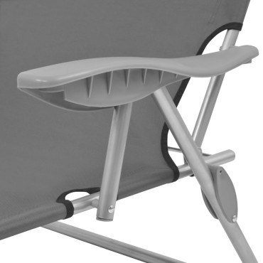 vidaXL Ξαπλώστρα Γκρι Ατσάλινη με Σκίαστρο 58x189x27cm 1 τεμ.