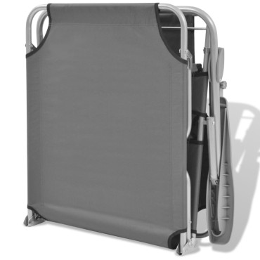 vidaXL Ξαπλώστρα Γκρι Ατσάλινη με Σκίαστρο 58x189x27cm 1 τεμ.