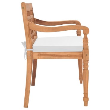 vidaXL Παγκάκι Batavia από Ξύλο Teak με Μαξιλάρια 120x51,5x84cm 1 τεμ.