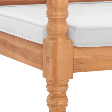 vidaXL Παγκάκι Batavia από Ξύλο Teak με Μαξιλάρια 120x51,5x84cm 1 τεμ.