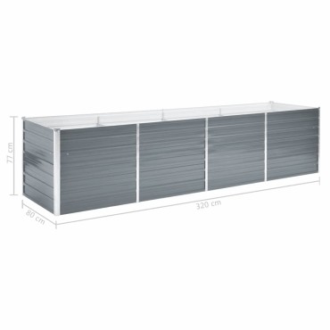 vidaXL Ζαρντινιέρα Υπερυψωμένη Γκρι 320x80x77 εκ. Γαλβανισμ. Χάλυβας