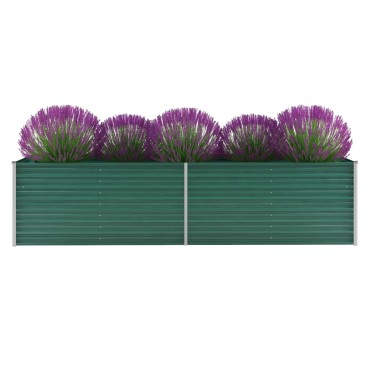 vidaXL Ζαρντινιέρα Υπερυψωμένη Πράσινη 320x80x77 εκ. Γαλβαν. Χάλυβας