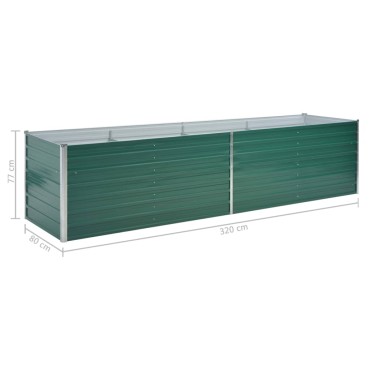 vidaXL Ζαρντινιέρα Υπερυψωμένη Πράσινη 320x80x77 εκ. Γαλβαν. Χάλυβας