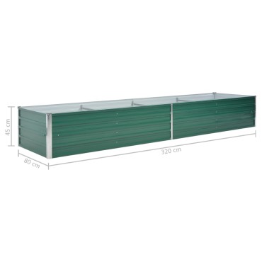 vidaXL Ζαρντινιέρα Υπερυψωμένη Πράσινη 320x80x45 εκ. Γαλβαν. Χάλυβας