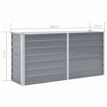 vidaXL Ζαρντινιέρα Υπερυψωμένη Γκρι 160x40x77 εκ. Γαλβανισμ. Χάλυβας