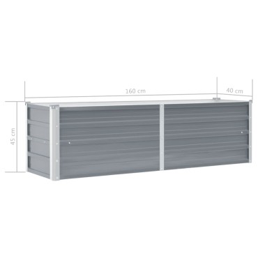 vidaXL Ζαρντινιέρα Υπερυψωμένη Γκρι 160x40x45 εκ. Γαλβανισμ. Χάλυβας