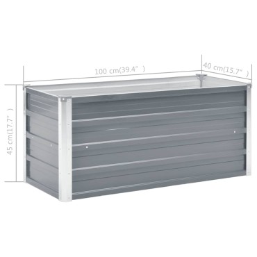 vidaXL Ζαρντινιέρα Υπερυψωμένη Γκρι 100x40x45 εκ. Γαλβανισμ. Χάλυβας