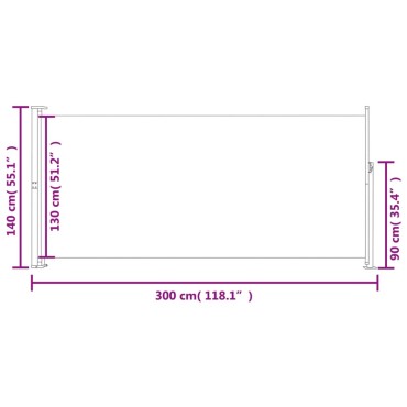 vidaXL Σκίαστρο Πλαϊνό Συρόμενο Μαύρο 140 x 300 εκ.