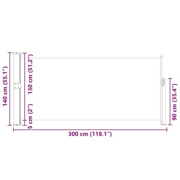 vidaXL Σκίαστρο Πλαϊνό Συρόμενο Κρεμ 140 x 300 εκ.