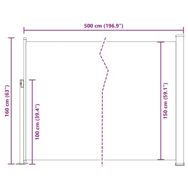 vidaXL Διαχωριστικό Βεράντας Συρόμενο Μαύρο 160 x 514 εκ.