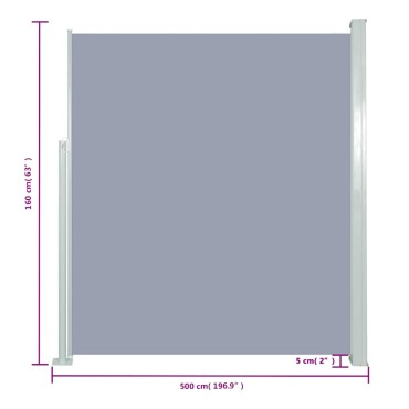 vidaXL Σκίαστρο Πλαϊνό Συρόμενο Γκρι 160 x 500 εκ.