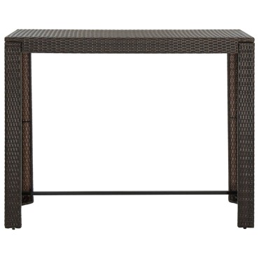 vidaXL Τραπέζι Μπαρ Κήπου Καφέ 140,5x60,5x110,5cm Συνθετικό Ρατάν 1 τεμ.