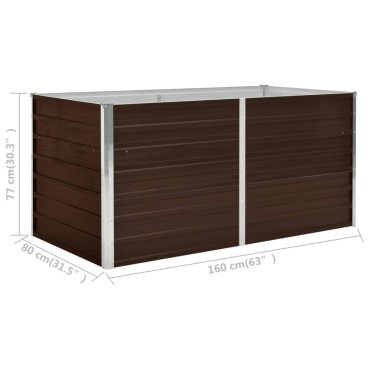 vidaXL Ζαρντινιέρα Ψηλή Καφέ 160 x 80 x 77 εκ. από Γαλβανισμένο Χάλυβα