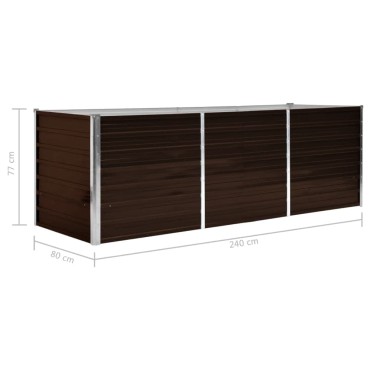 vidaXL Ζαρντινιέρα Υπερυψωμένη Καφέ 240x80x77 εκ. Γαλβανισμ. Χάλυβας