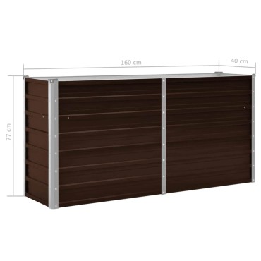 vidaXL Ζαρντινιέρα Υπερυψωμένη Καφέ 160x40x77 εκ. Γαλβανισμ. Χάλυβας