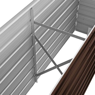 vidaXL Ζαρντινιέρα Υπερυψωμένη Καφέ 160x40x45 εκ. Γαλβανισμ. Χάλυβας