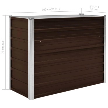 vidaXL Ζαρντινιέρα Υπερυψωμένη Καφέ 100x40x77 εκ. Γαλβανισμ. Χάλυβας