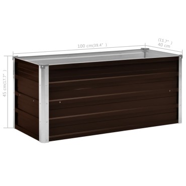 vidaXL Ζαρντινιέρα Υπερυψωμένη Καφέ 100x40x45 εκ. Γαλβανισμ. Χάλυβας
