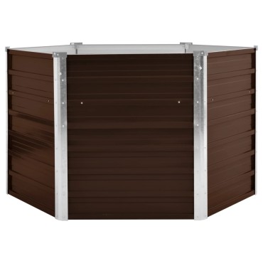vidaXL Ζαρντινιέρα Υπερυψωμένη Καφέ 129x129x77 εκ. Γαλβανισμ. Χάλυβας
