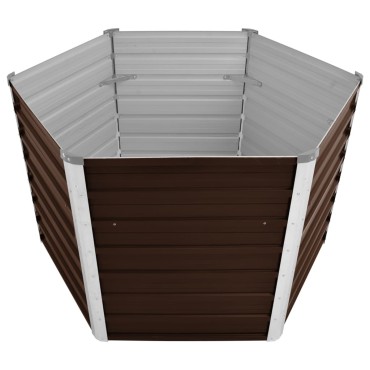 vidaXL Ζαρντινιέρα Υπερυψωμένη Καφέ 129x129x77 εκ. Γαλβανισμ. Χάλυβας