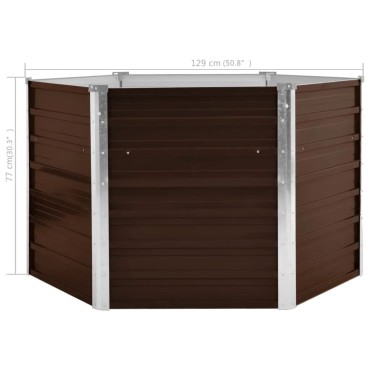 vidaXL Ζαρντινιέρα Υπερυψωμένη Καφέ 129x129x77 εκ. Γαλβανισμ. Χάλυβας