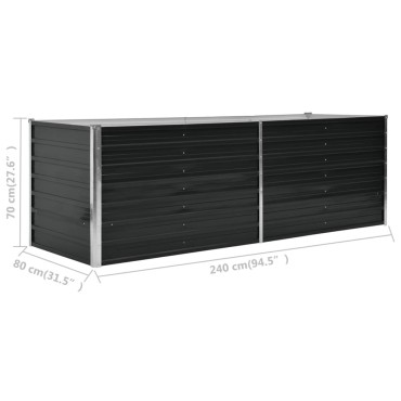 vidaXL Ζαρντινιέρα Υπερυψωμένη Ανθρακί 240x80x77 εκ. Γαλβαν. Χάλυβας