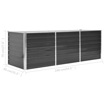 vidaXL Ζαρντινιέρα Υπερυψωμένη Ανθρακί 240x80x77 εκ. Γαλβαν. Χάλυβας