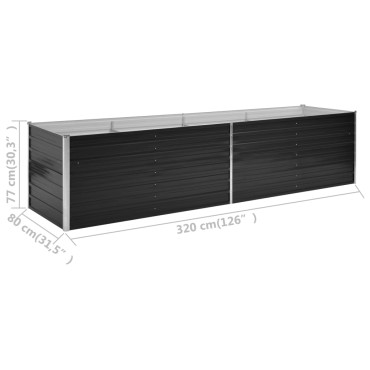 vidaXL Ζαρντινιέρα Υπερυψωμένη Ανθρακί 320x80x77 εκ. Γαλβαν. Χάλυβας