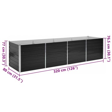 vidaXL Ζαρντινιέρα Υπερυψωμένη Ανθρακί 320x80x77 εκ. Γαλβαν. Χάλυβας