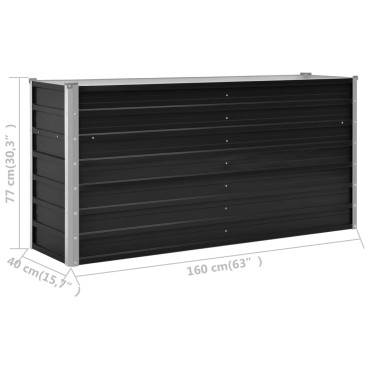 vidaXL Ζαρντινιέρα Υπερυψωμένη Ανθρακί 160x40x77 εκ. Γαλβαν. Χάλυβας