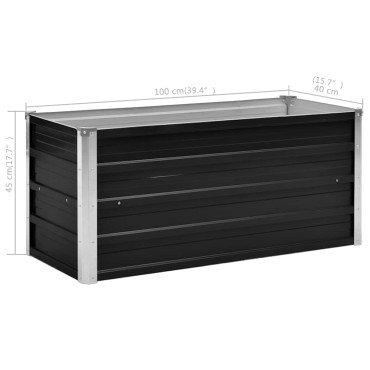 vidaXL Ζαρντινιέρα Υπερυψωμένη Ανθρακί 100x40x45 εκ. Γαλβαν. Χάλυβας