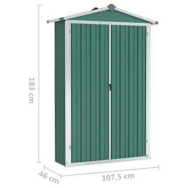 vidaXL Αποθήκη Κήπου Πράσινη 116x45x175 εκ. από Γαλβανισμένο Ατσάλι