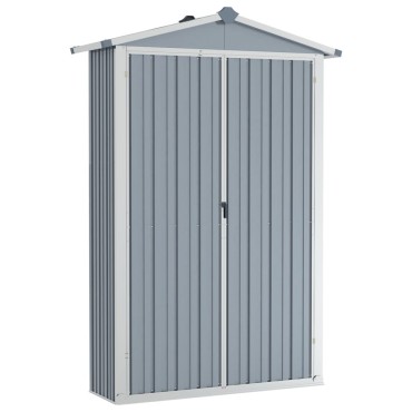 vidaXL Αποθήκη Κήπου Γκρι 116x45x175 εκ. από Γαλβανισμένο Ατσάλι