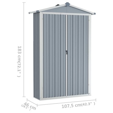vidaXL Αποθήκη Κήπου Γκρι 116x45x175 εκ. από Γαλβανισμένο Ατσάλι